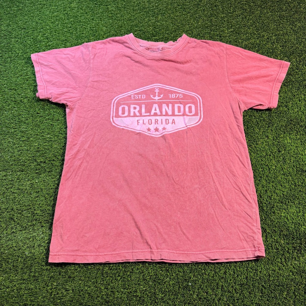 U.S. Vintage Orlando Florida Graphic T-Shirt Pink Large Souvenir Anchor Tee